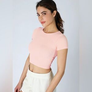 Hazel Ribbed Baby Tee Peach